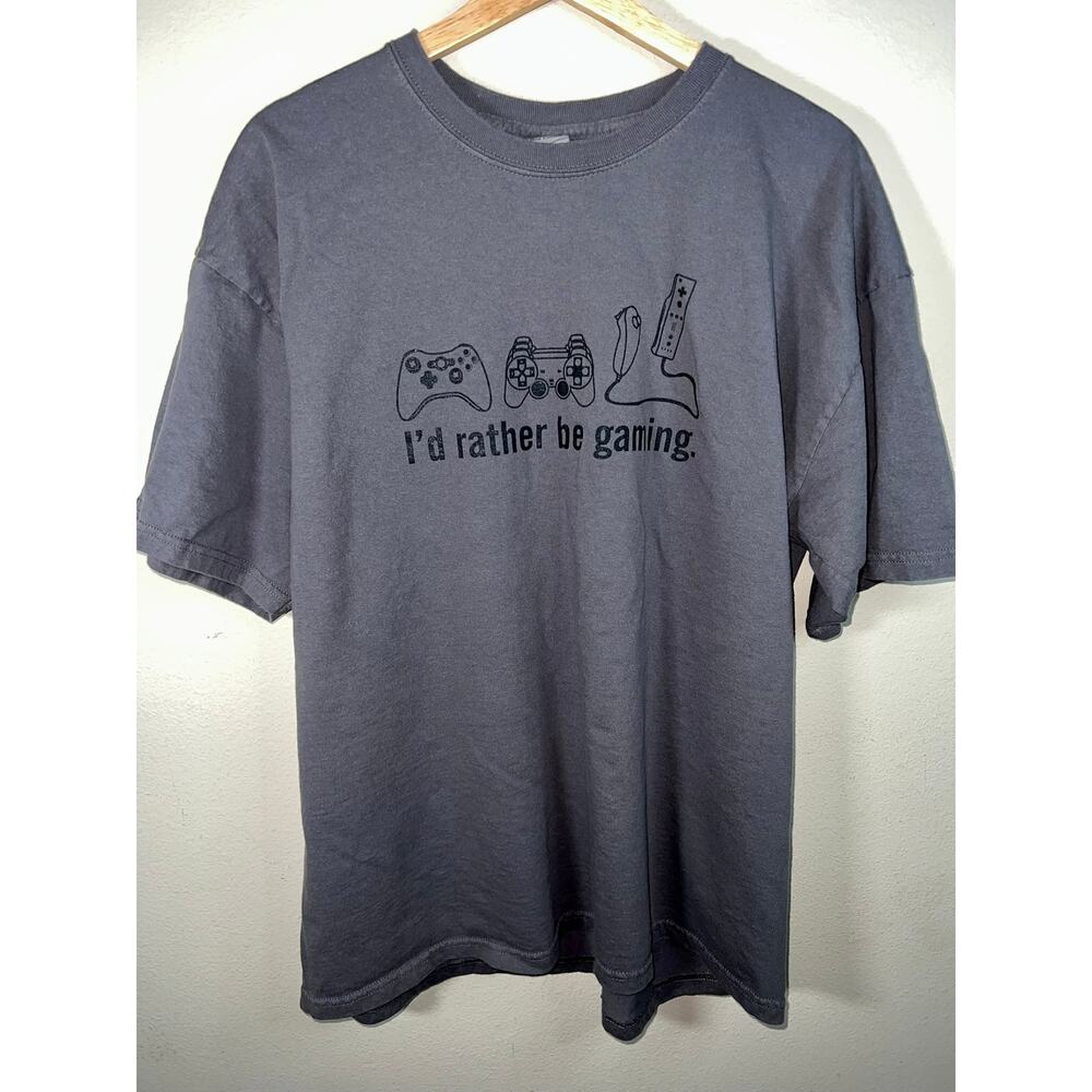 Gamer‎ Shirt - I’d Rather Be Gaming Xbox PlayStation Wii Controllers